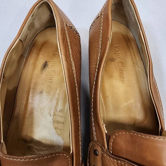Paul Green Women's 5 Tan Brown Leather Loafer Flats Buckle Embellishment Comfort - Picture 6 of 10
